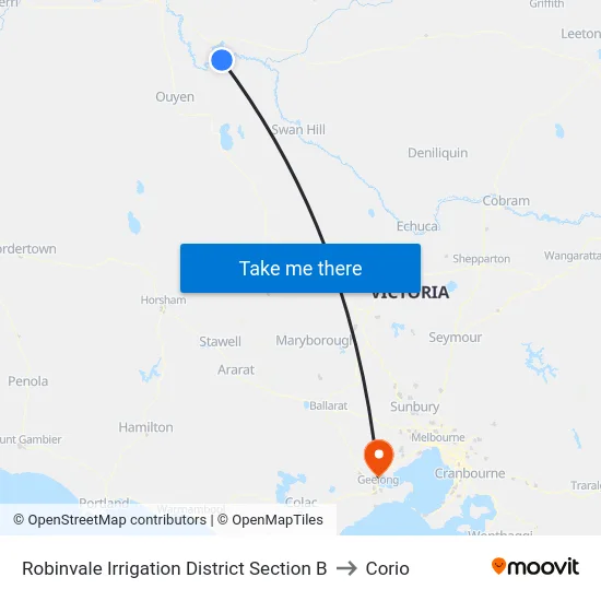 Robinvale Irrigation District Section B to Corio map