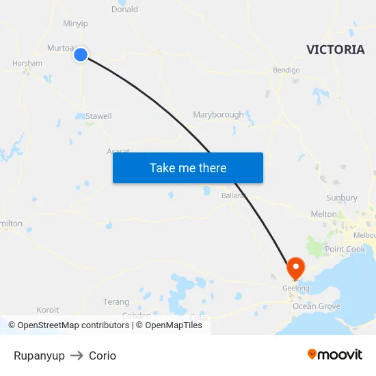 Rupanyup to Corio map