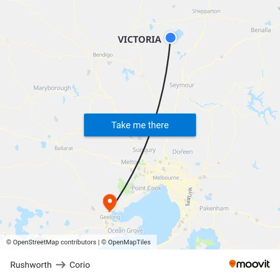 Rushworth to Corio map