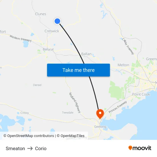 Smeaton to Corio map