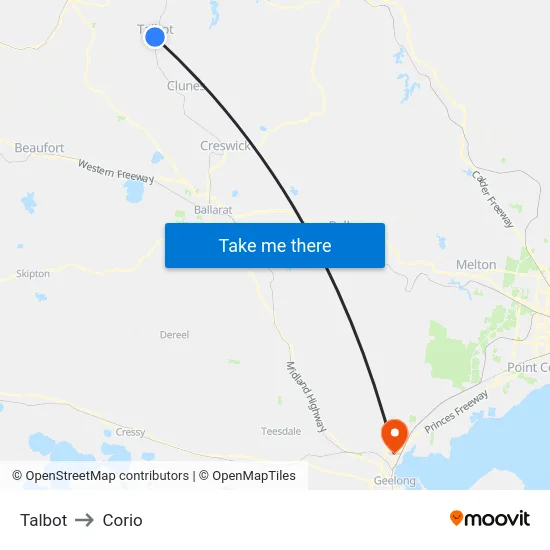 Talbot to Corio map