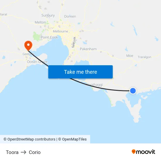Toora to Corio map