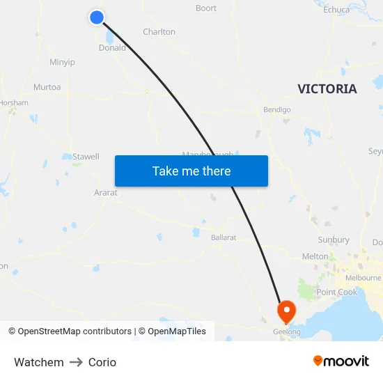 Watchem to Corio map