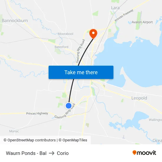 Waurn Ponds - Bal to Corio map