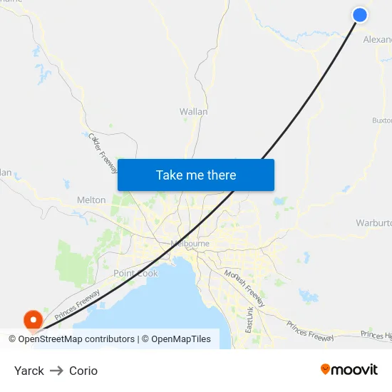 Yarck to Corio map