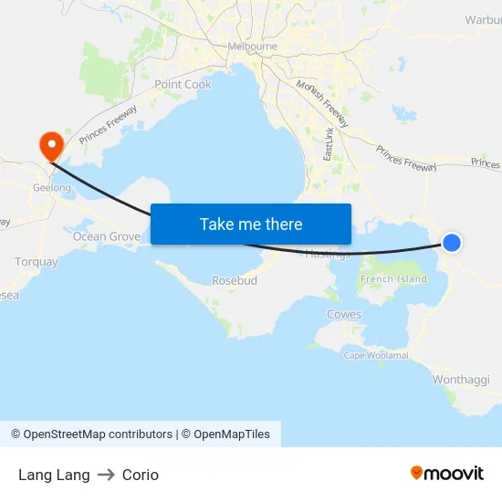 Lang Lang to Corio map