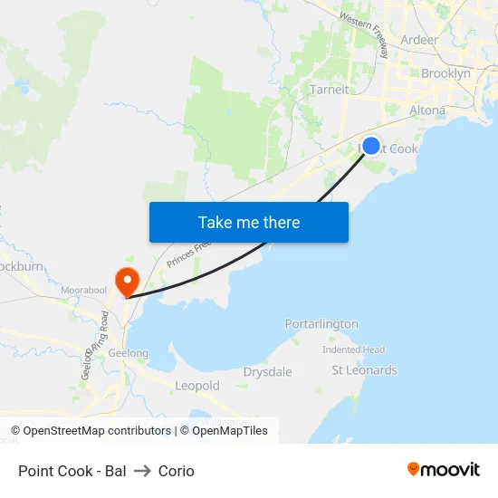Point Cook - Bal to Corio map