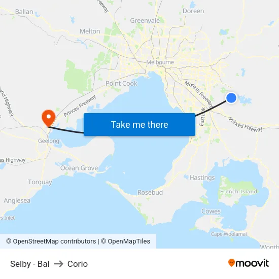 Selby - Bal to Corio map