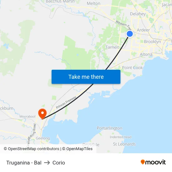 Truganina - Bal to Corio map