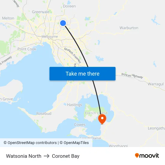 Watsonia North to Coronet Bay map