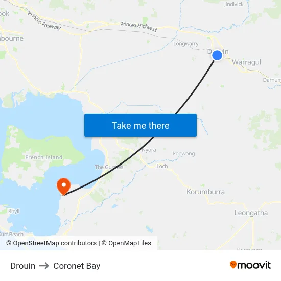 Drouin to Coronet Bay map