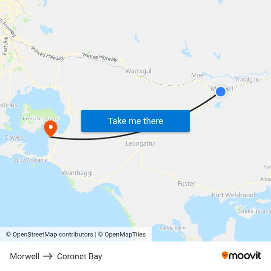 Morwell to Coronet Bay map