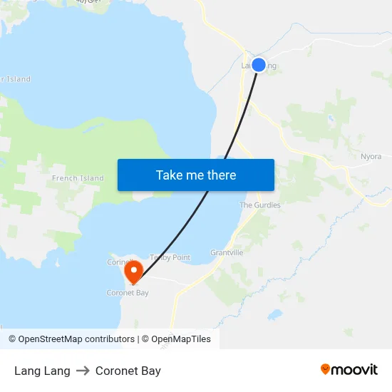 Lang Lang to Coronet Bay map