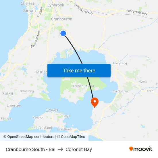 Cranbourne South - Bal to Coronet Bay map
