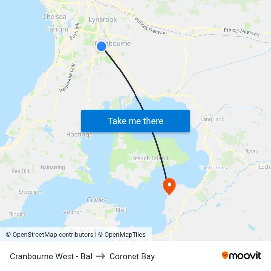 Cranbourne West - Bal to Coronet Bay map
