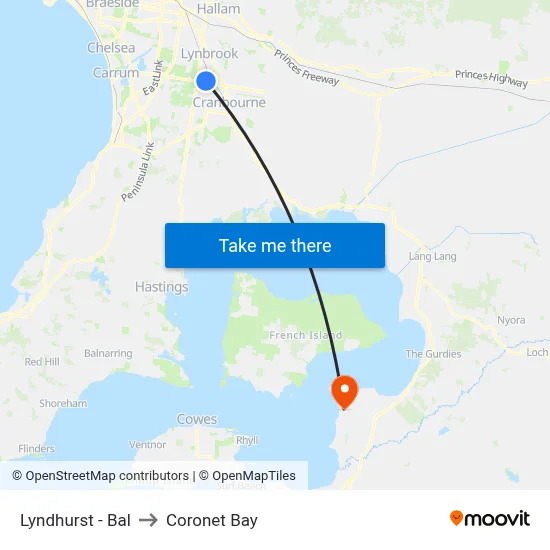 Lyndhurst - Bal to Coronet Bay map
