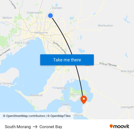 South Morang to Coronet Bay map