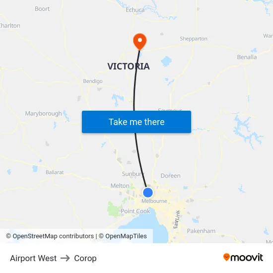Airport West to Corop map