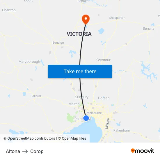 Altona to Corop map