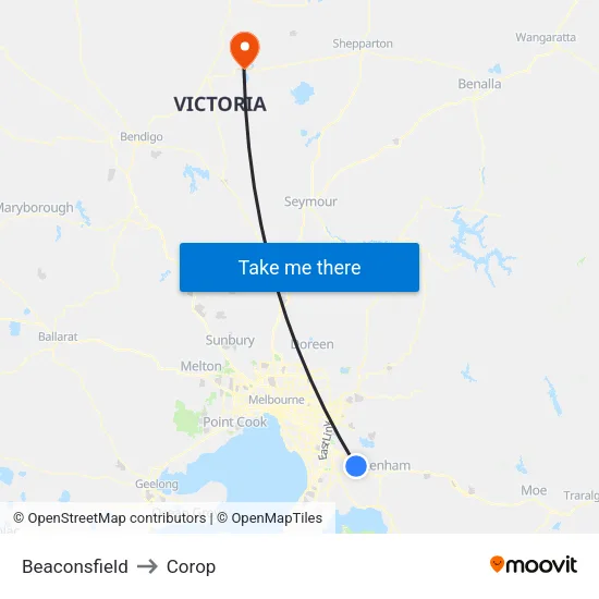 Beaconsfield to Corop map