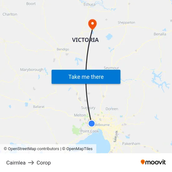 Cairnlea to Corop map