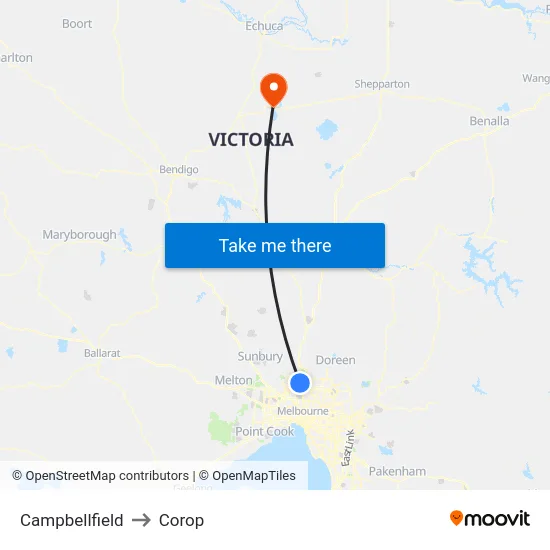 Campbellfield to Corop map