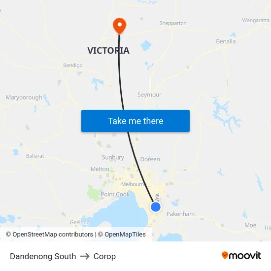 Dandenong South to Corop map