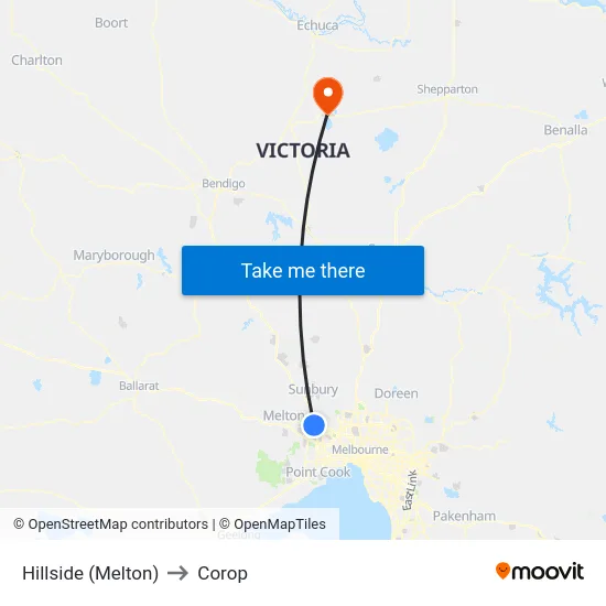 Hillside (Melton) to Corop map