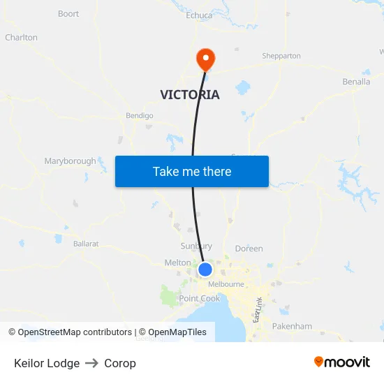 Keilor Lodge to Corop map