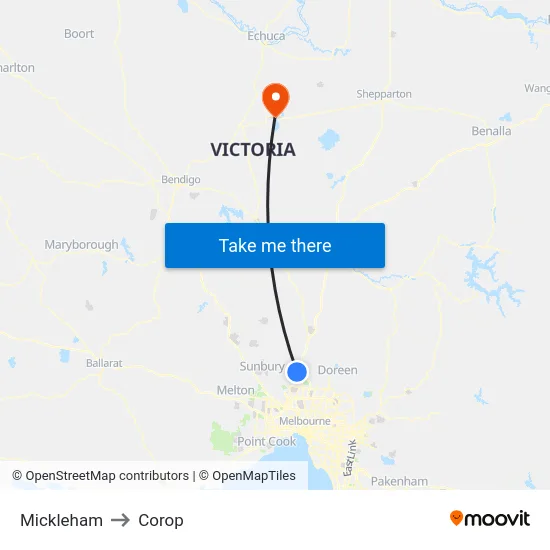 Mickleham to Corop map