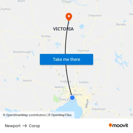 Newport to Corop map