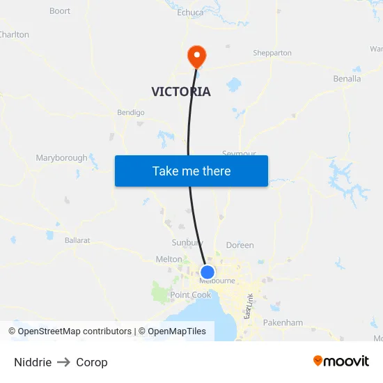 Niddrie to Corop map