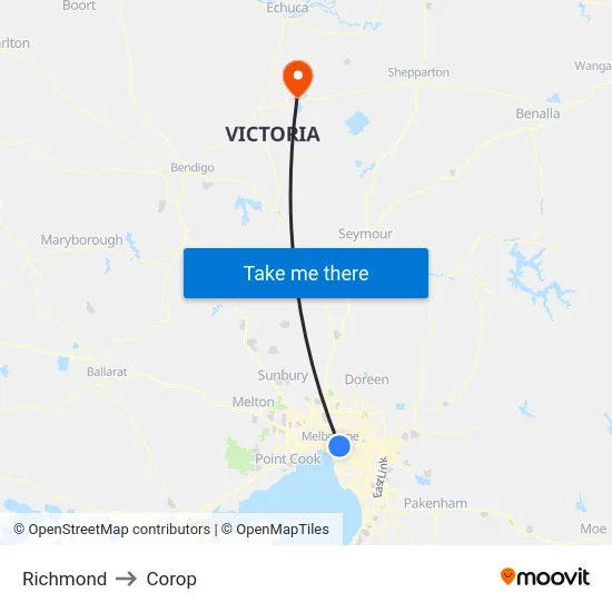 Richmond to Corop map