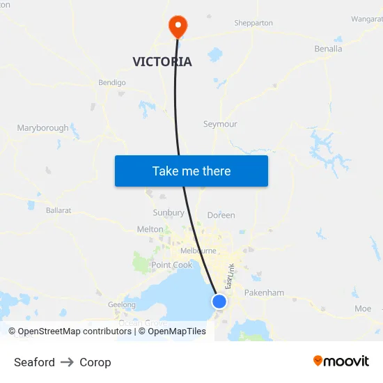 Seaford to Corop map
