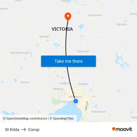 St Kilda to Corop map