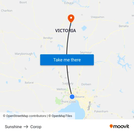 Sunshine to Corop map
