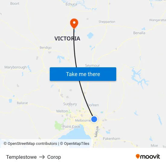 Templestowe to Corop map