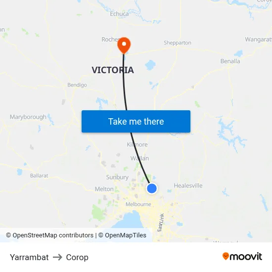Yarrambat to Corop map