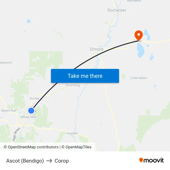 Ascot (Bendigo) to Corop map