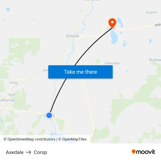 Axedale to Corop map