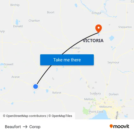 Beaufort to Corop map