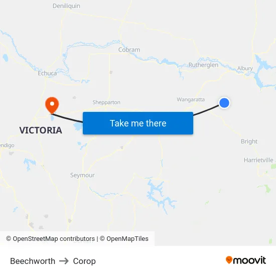 Beechworth to Corop map