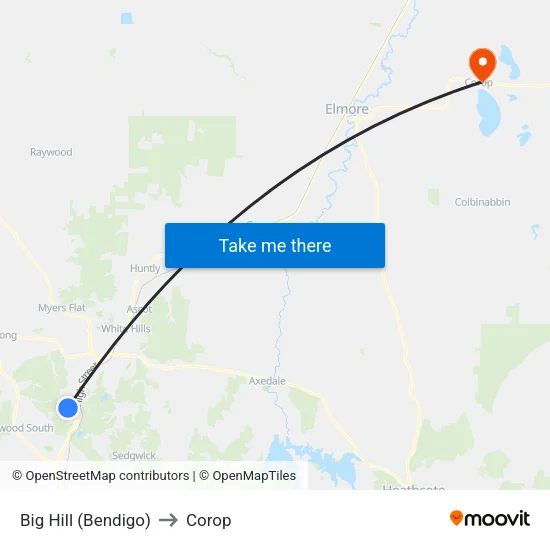 Big Hill (Bendigo) to Corop map