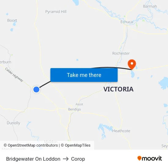Bridgewater On Loddon to Corop map