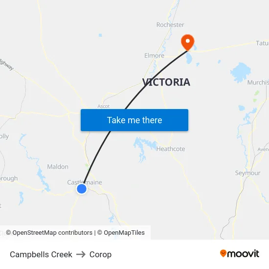 Campbells Creek to Corop map