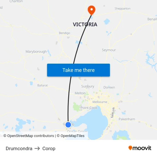 Drumcondra to Corop map
