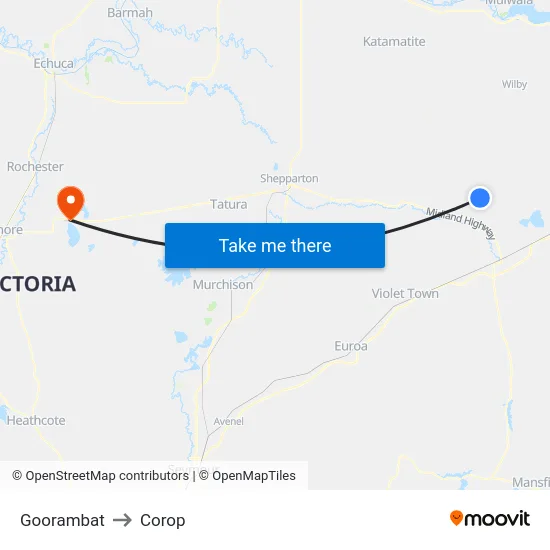 Goorambat to Corop map
