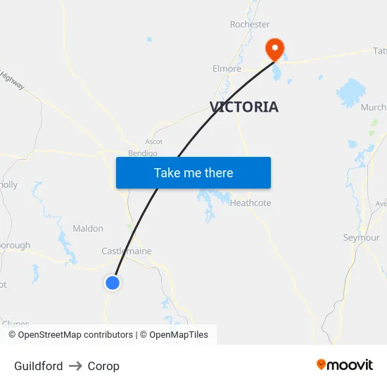Guildford to Corop map