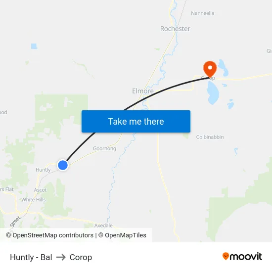 Huntly - Bal to Corop map
