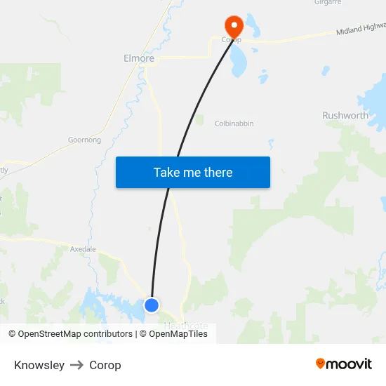 Knowsley to Corop map